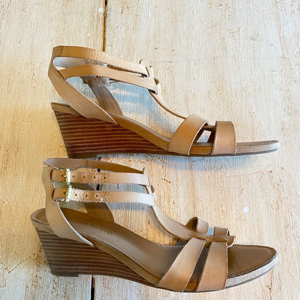 Franco Sarto Leather Wedge Sandals 8.5M